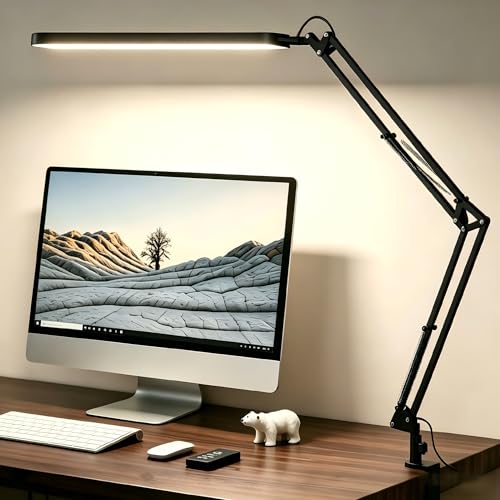 SKYLEO Schreibtischlampe LED – Schreibtischlampe klemmbar, Schwarz
