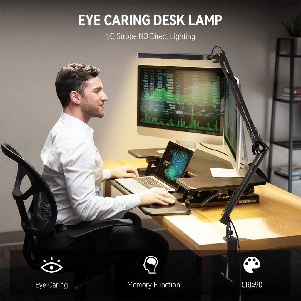 SKYLEO Schreibtischlampe LED – Schreibtischlampe klemmbar, Schwarz