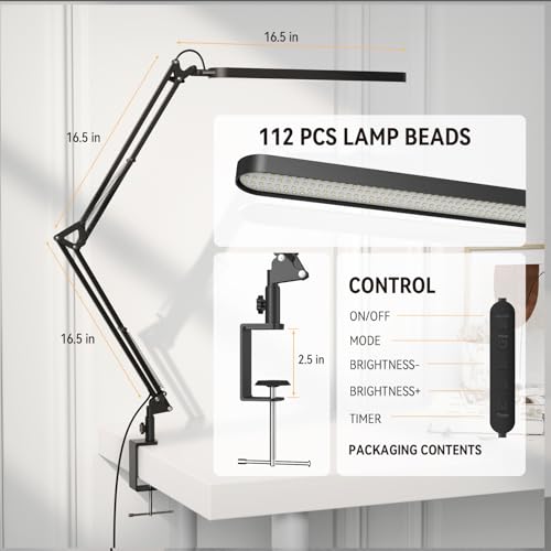 SKYLEO Schreibtischlampe LED – Schreibtischlampe klemmbar, Schwarz