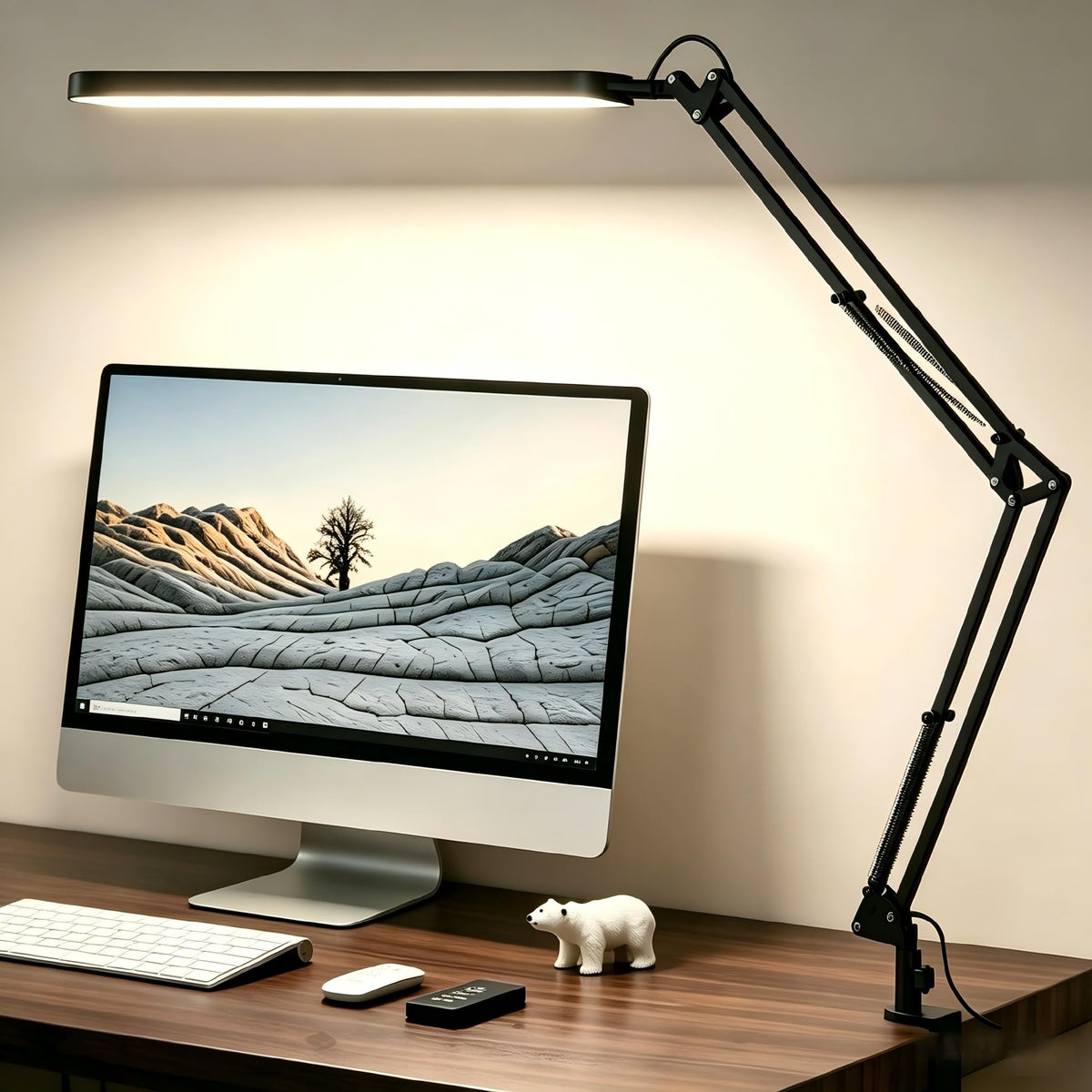 SKYLEO Schreibtischlampe LED – Schreibtischlampe klemmbar, Schwarz