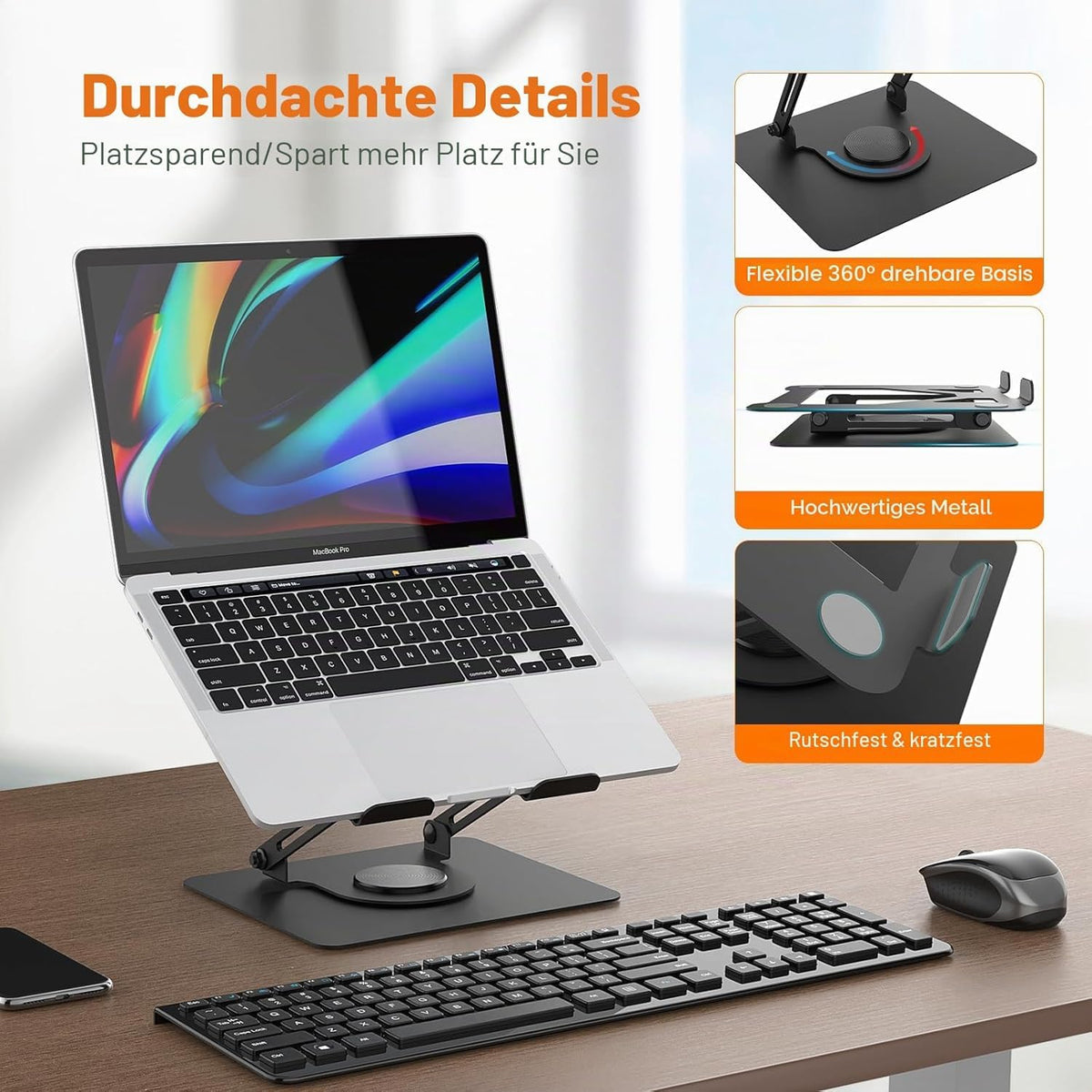 GRIFEMA Laptop Ständer Höhenverstellbar, Faltbarer Laptop Stand, bis 5 kg