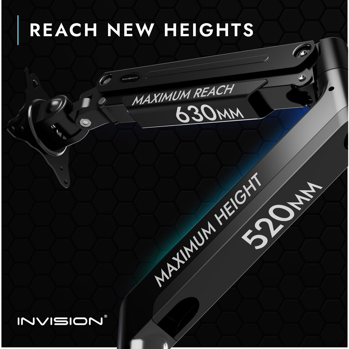 Invision Monitorarm Halterung fur Monitore von 24"-40" VESA 75/100mm ergonomisch höhenverstellbare Schreibtischklemme 2-15 kg (MX450)