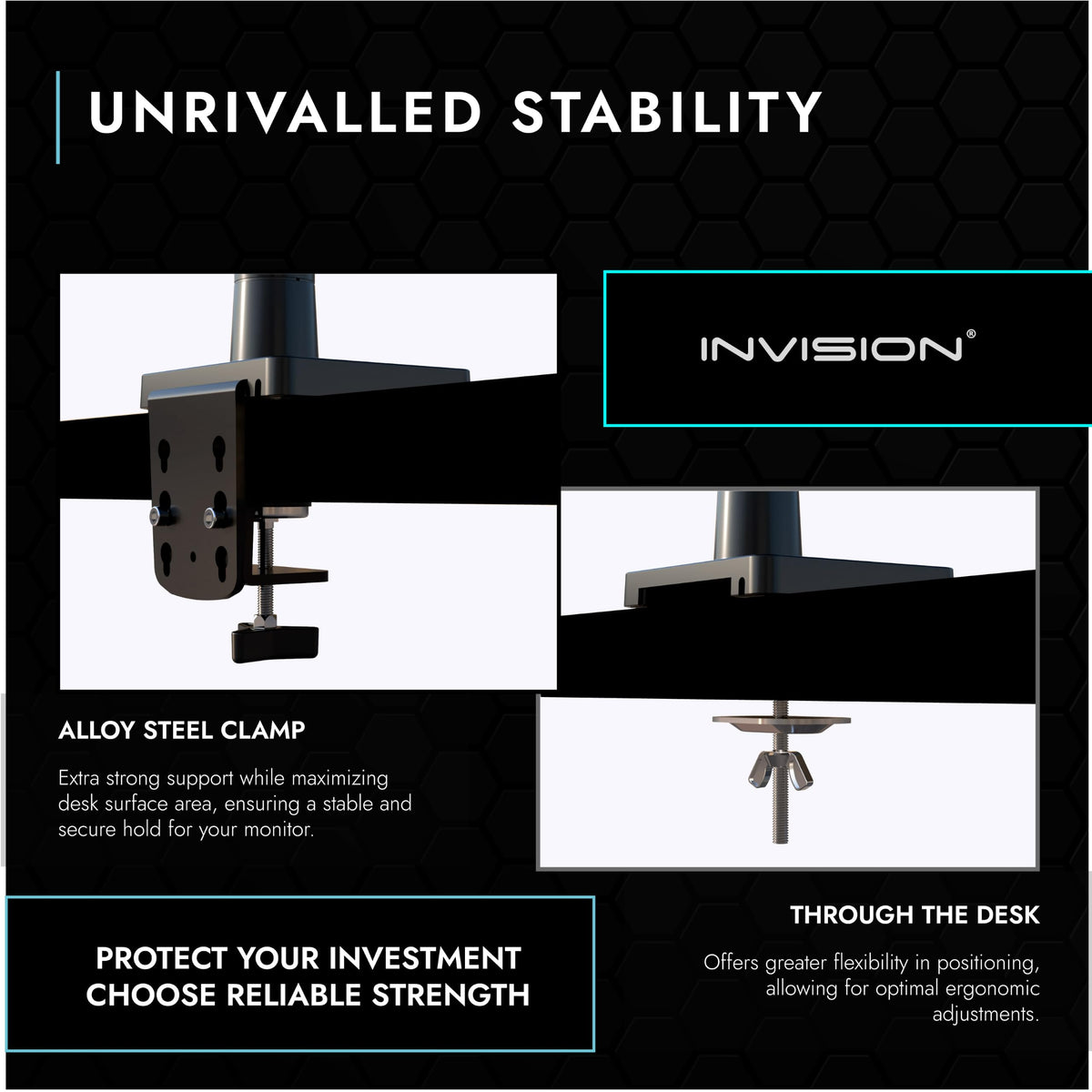 Invision Monitorarm Halterung fur Monitore von 24"-40" VESA 75/100mm ergonomisch höhenverstellbare Schreibtischklemme 2-15 kg (MX450)