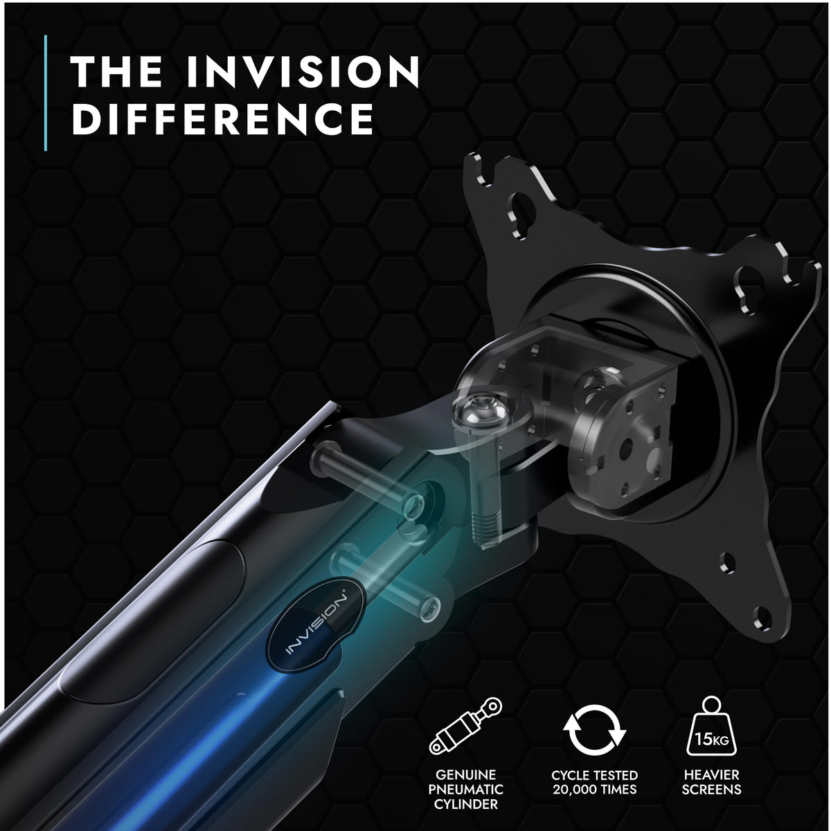 Invision Monitorarm Halterung fur Monitore von 24"-40" VESA 75/100mm ergonomisch höhenverstellbare Schreibtischklemme 2-15 kg (MX450)