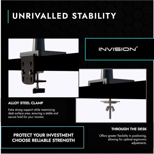 Invision Monitorarm Halterung fur Monitore von 24"-40" VESA 75/100mm ergonomisch höhenverstellbare Schreibtischklemme 2-15 kg (MX450)