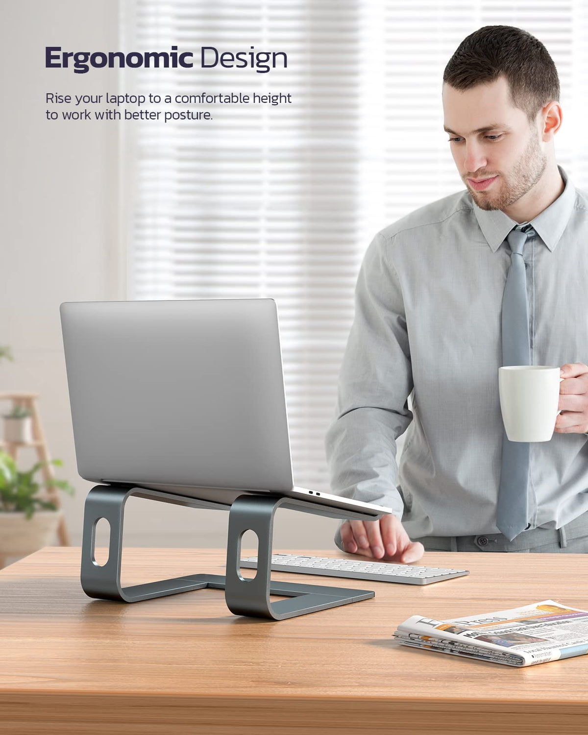 Nulaxy Laptop-Ständer für den Schreibtisch, abnehmbare Aluminium-Erhöhung