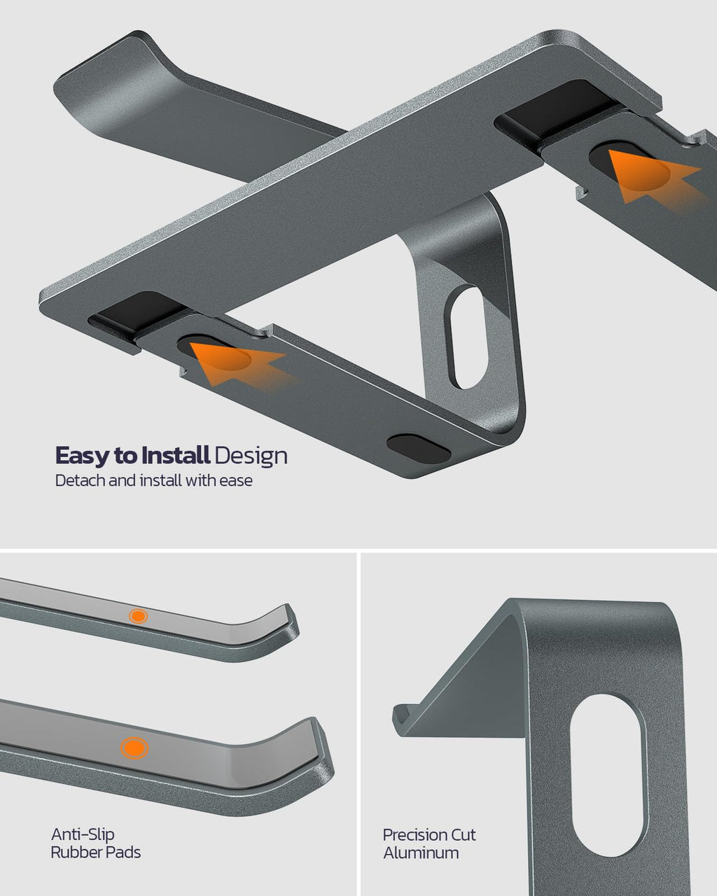 Nulaxy Laptop-Ständer für den Schreibtisch, abnehmbare Aluminium-Erhöhung
