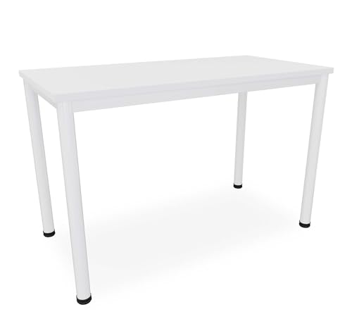 Schreibtisch/Besprechungstisch in verschiedenen Größen und Farben weißes Metallgestell Konferenztisch Arbeitstisch (B: 120 cm x T: 60 cm, Weiß)