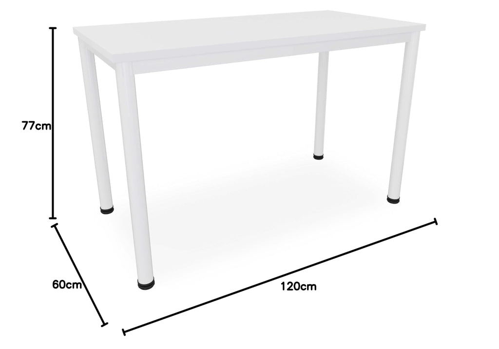 Schreibtisch/Besprechungstisch in verschiedenen Größen und Farben weißes Metallgestell Konferenztisch Arbeitstisch (B: 120 cm x T: 60 cm, Weiß)