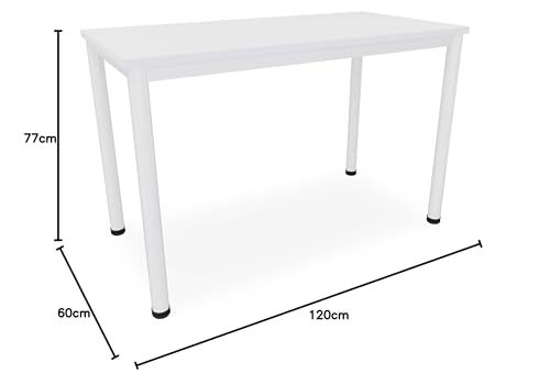 Schreibtisch/Besprechungstisch in verschiedenen Größen und Farben weißes Metallgestell Konferenztisch Arbeitstisch (B: 120 cm x T: 60 cm, Weiß)