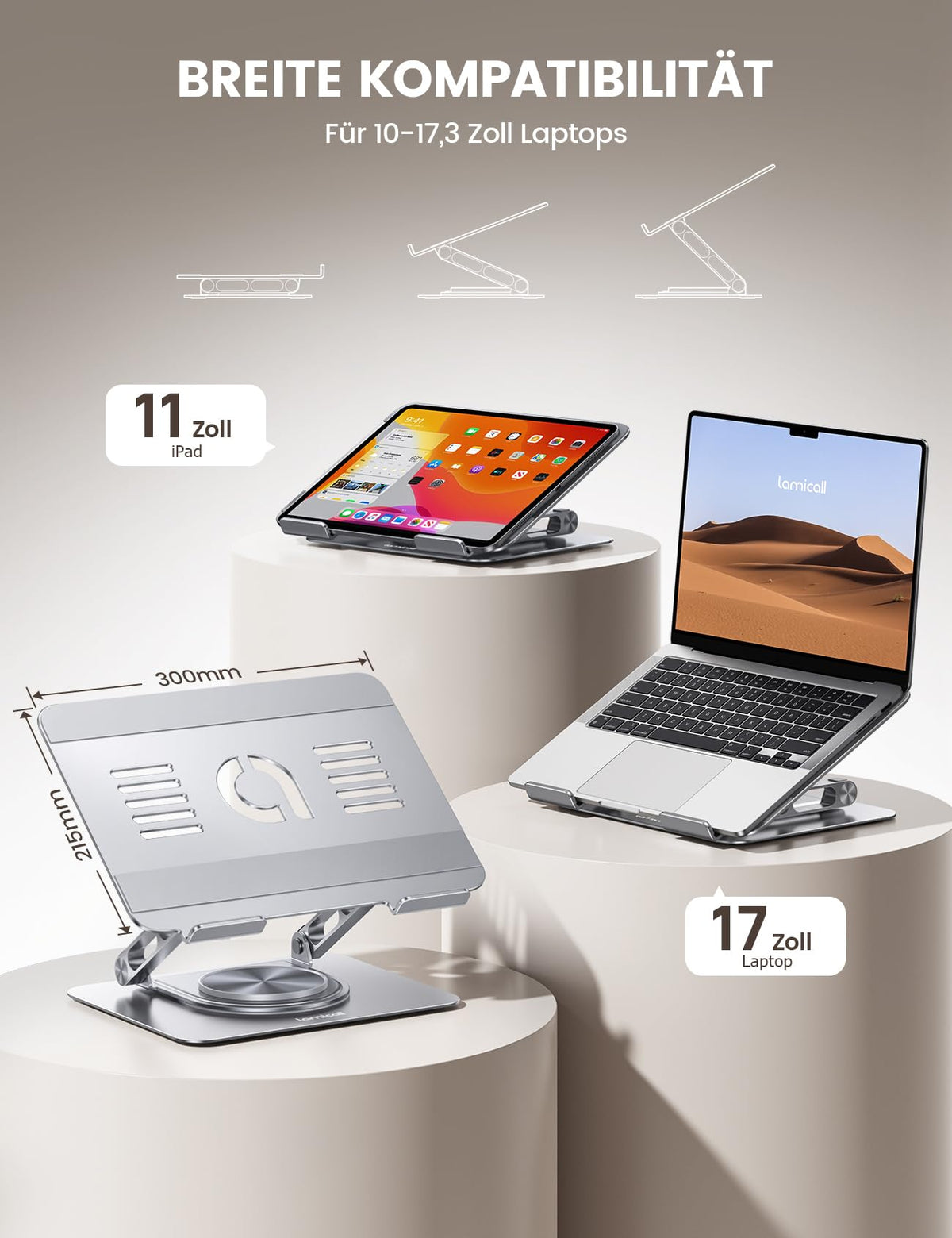 Lamicall Laptop Ständer, Alu Laptopständer, Notebook Ständer Schreibtisch