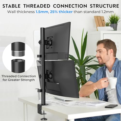 BONTEC Monitor Halterung 2 Monitore übereinander, 13-34 Zoll, 10 kg pro Arm