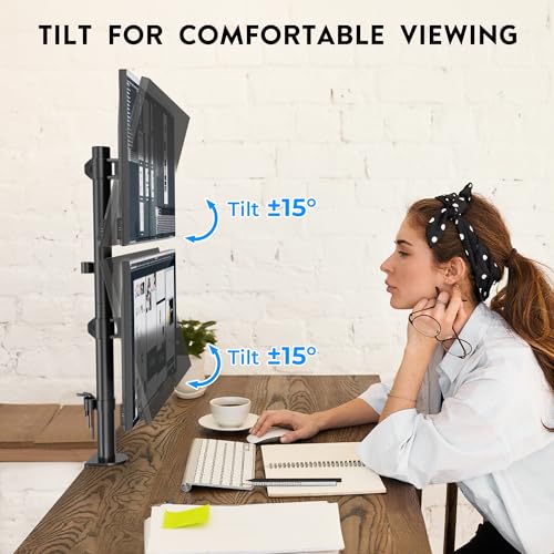 BONTEC Monitor Halterung 2 Monitore übereinander, 13-34 Zoll, 10 kg pro Arm