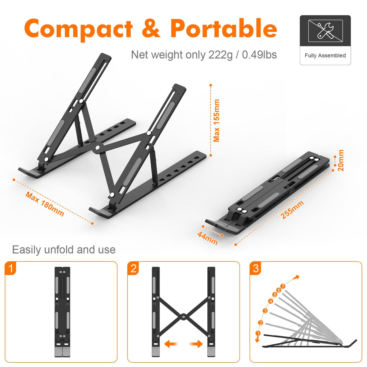 GRIFEMA Laptopständer, Tragbarer Faltbarer Laptop Stand, Notebookständer