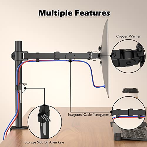 BONTEC 13-32 Zoll Monitor Halterung für LED LCD Bildschirme bis 10 kg, Monitor Tischalterung 1 Monitor Höhenverstellbar Neigbar Schwenkbar, 2 Montageoptionen, VESA 75x75/100x100, Schwarz