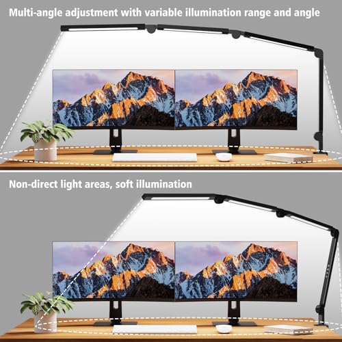 AILBTON LED Schreibtischlampe mit Clip,Mehrwinkel-Flexible 4 Abschnitte 3 Lichtquellen Büroschreibtischlampe,4 Farbtemperaturen und 5 Helligkeitsstufen,Nachtaugenpflege Tischlampe für Zuhause Büro