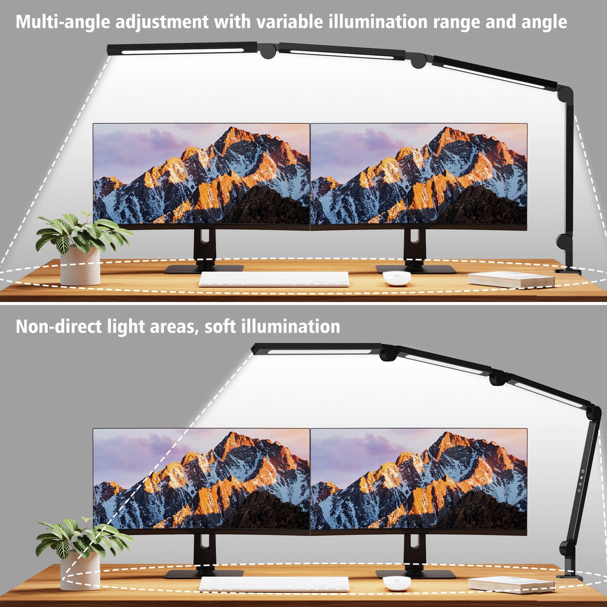 AILBTON LED Schreibtischlampe mit Clip,Mehrwinkel-Flexible 4 Abschnitte 3 Lichtquellen Büroschreibtischlampe,4 Farbtemperaturen und 5 Helligkeitsstufen,Nachtaugenpflege Tischlampe für Zuhause Büro