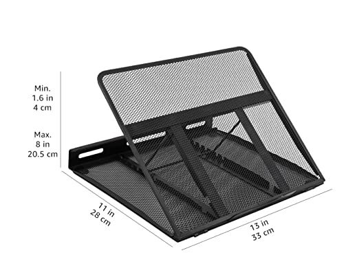 Amazon Basics Belüfteter Ergonomischer Laptopständer, 7-stufig Verstellbar, Stahlgitter zur Kühlung, Ideal für Videowiedergabe und Tippen, Passend für 10" (25,4cm) bis 17,3" (43,9cm) Laptops, Schwarz