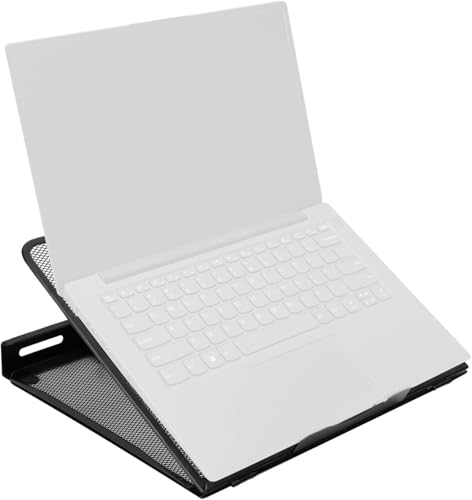 Amazon Basics Belüfteter Ergonomischer Laptopständer, 7-stufig Verstellbar, Stahlgitter zur Kühlung, Ideal für Videowiedergabe und Tippen, Passend für 10" (25,4cm) bis 17,3" (43,9cm) Laptops, Schwarz