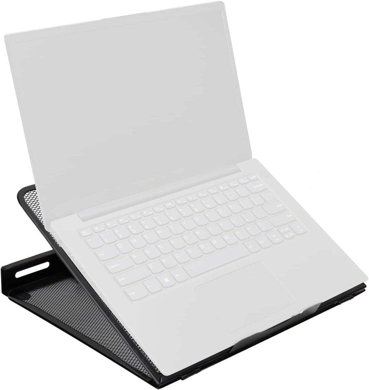 Amazon Basics Belüfteter Ergonomischer Laptopständer, 7-stufig Verstellbar, Stahlgitter zur Kühlung, Ideal für Videowiedergabe und Tippen, Passend für 10" (25,4cm) bis 17,3" (43,9cm) Laptops, Schwarz
