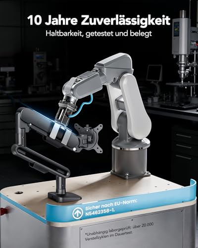 HUANUO Monitor Halterung für 13-40 Zoll Bildschirme, Monitor Arm mit NITROGLIDE™-Federung, bis 12 kg, Monitorhalterung höhenverstellbar, schwenkbar, neigbar, für Gaming & Office, VESA 75×75/100×100 mm