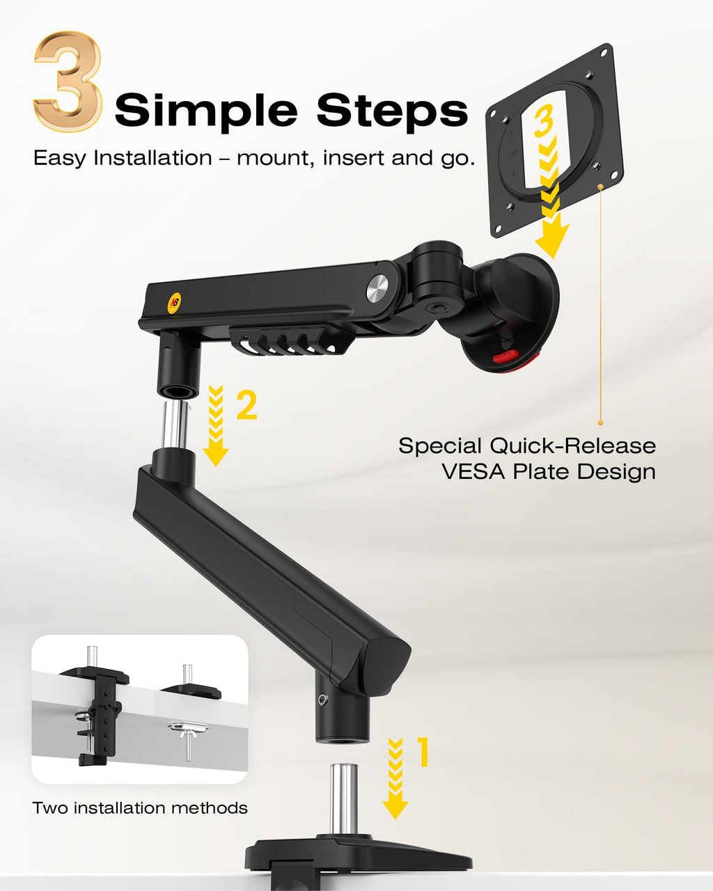 NB Ergonomic Smoovex Monitor Halterung für 17-32 Zoll Bildschirme 2-9 kg