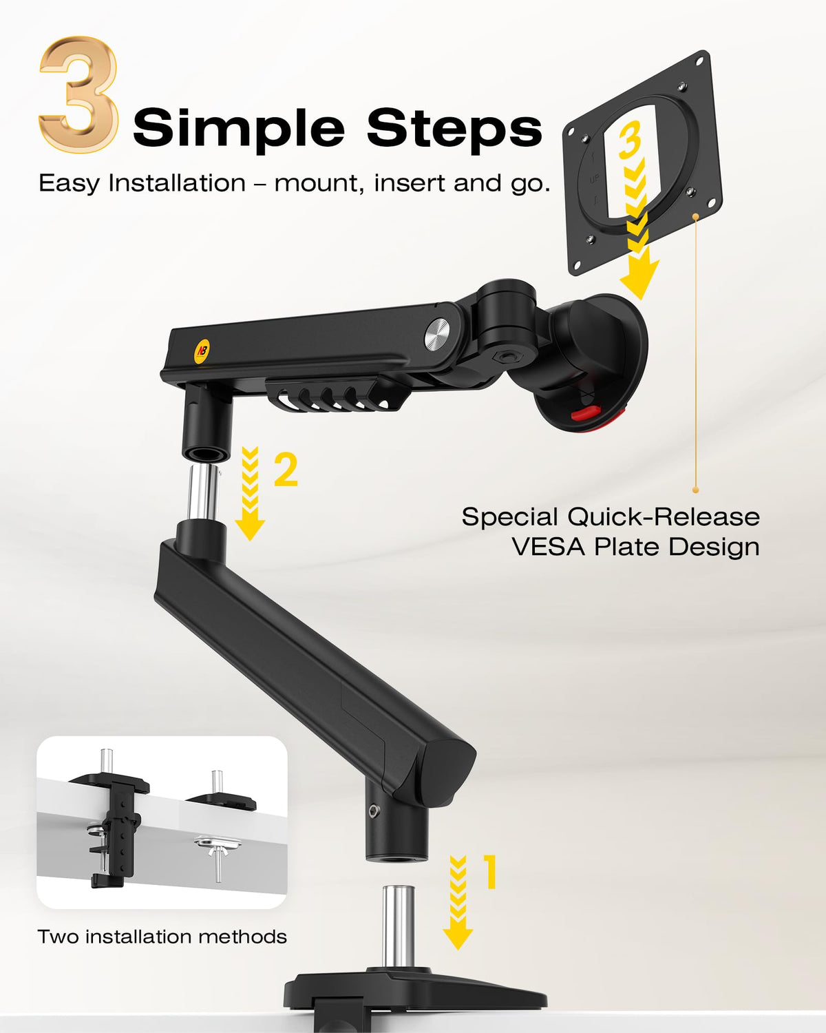 NB Ergonomic Smoovex Monitor Halterung für 17-32 Zoll Bildschirme 2-9 kg