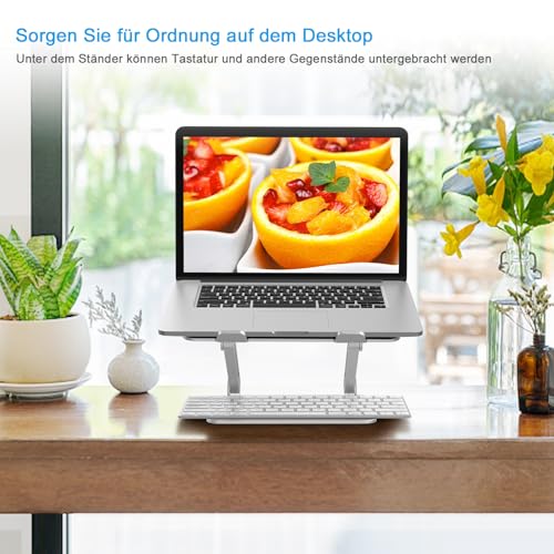 BoYata Laptop Ständer, Aluminium Höhenverstellbarer Belüfteter Laptophalter, Notebook Stand Kompatibel für Laptop (10-17 Zoll)