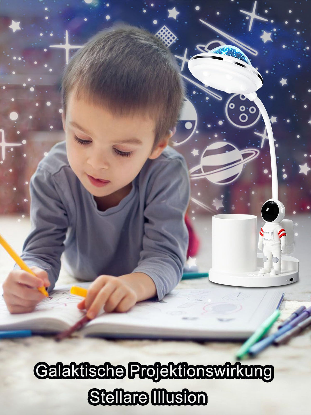 Schreibtischlampe Kinder, LED Astronaut Tragbar Tischlampe
