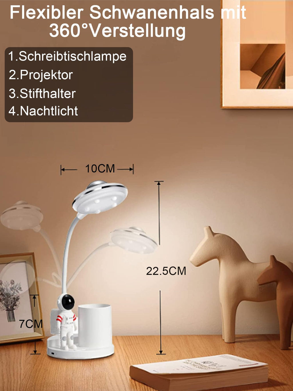 Schreibtischlampe Kinder, LED Astronaut Tragbar Tischlampe