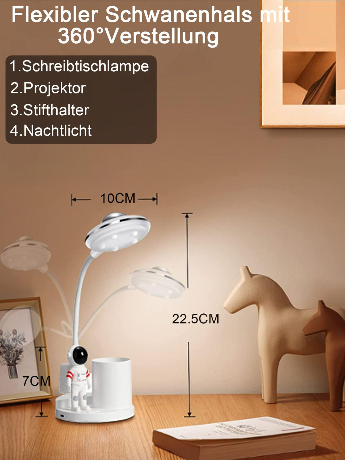 Schreibtischlampe Kinder, LED Astronaut Tragbar Tischlampe