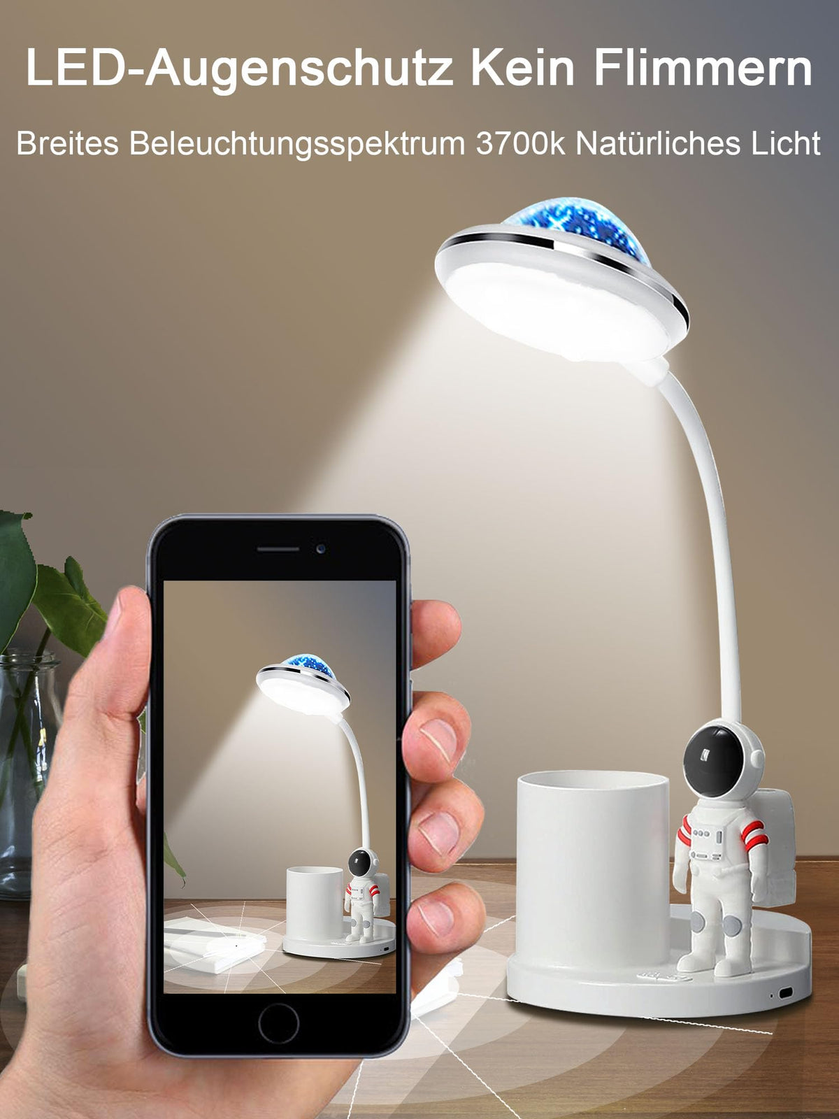 Schreibtischlampe Kinder, LED Astronaut Tragbar Tischlampe