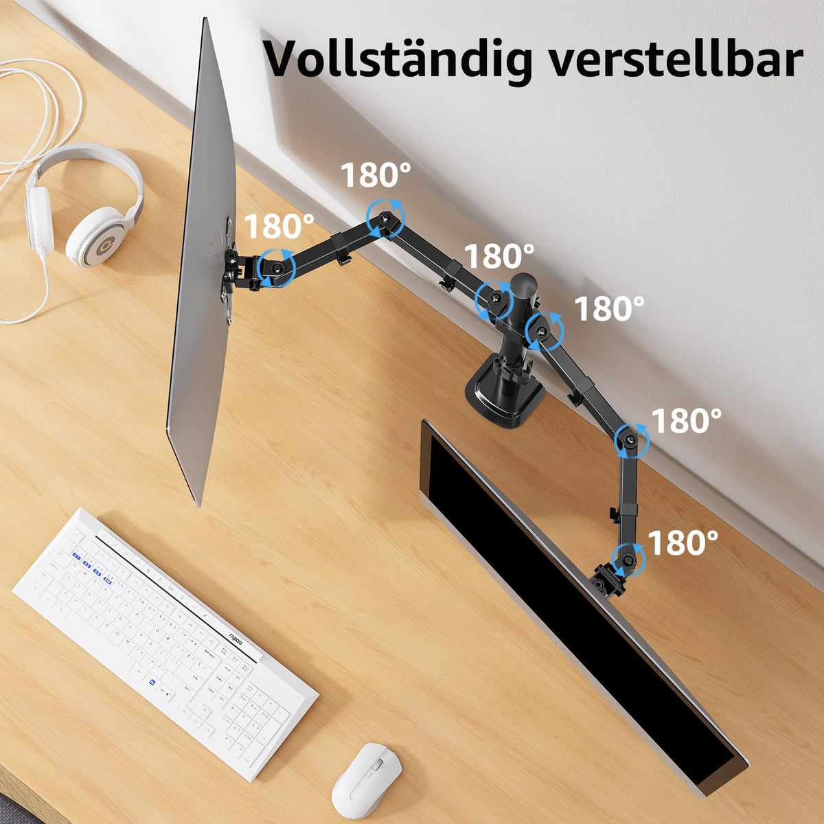MOUNTUP Monitor Halterung 2 Monitore für 13-32 Zoll Flach&Curved Bildschirm