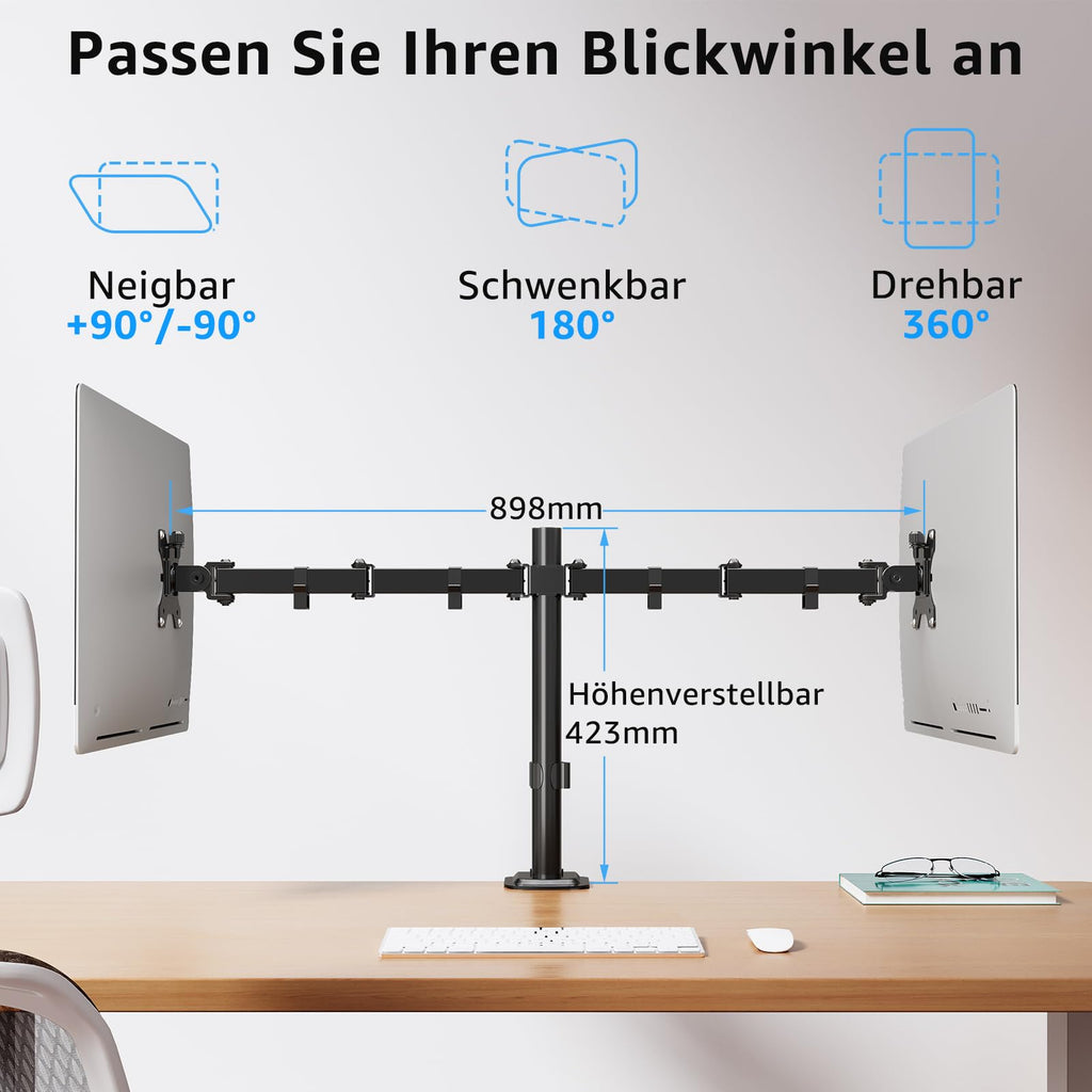 MOUNTUP Monitor Halterung 2 Monitore für 13-32 Zoll Flach&Curved Bildschirm