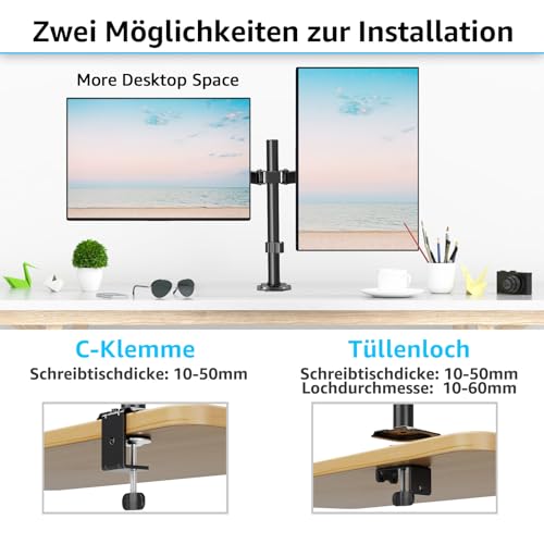 MOUNTUP Monitor Halterung 2 Monitore für 13-32 Zoll Flach&Curved Bildschirm