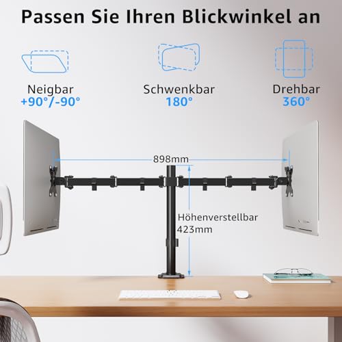 MOUNTUP Monitor Halterung 2 Monitore für 13-32 Zoll Flach&Curved Bildschirm