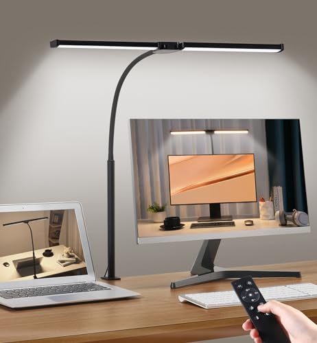 LED Schreibtischlampe Klemmbar mit Fernbedienung, Dimmbar, Schwarz