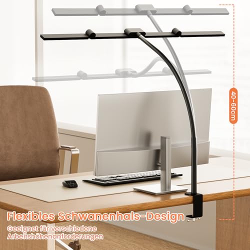 TYEE Schreibtischlampe LED Dimmbar, 24W 3-Lichtbalken LED Schreibtischlampe für Homeoffice, 1500LM Augenschutz Tageslichtlampe mit Fernbedienungen, 5 Farb 5 Helligkeit Büro Tischlampe
