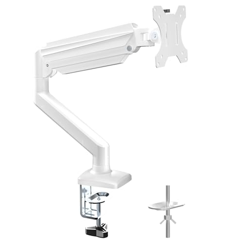 suptek Monitor Halterung für 13-32 Zoll LED LCD Bildschirm bis zu 9 kg, Monitor Arm mit Gasfeder, 360° Drehbar Höhenverstellbar Schwenkbar Neigbar, Monitorhalterung VESA 75x75/100x100 mm, Weiß