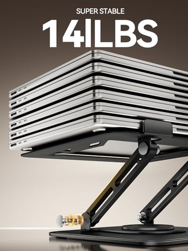 tounee Laptopständer für den Schreibtisch, Verstellbarer Computerständer mit 360°-Drehfuß, ergonomischer Laptop-Erhöhung, kompatibel mit MacBook Pro, Air und Allen Laptops von 10-15.6Zoll