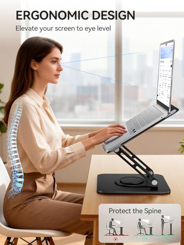 tounee Laptopständer für den Schreibtisch, Verstellbarer Computerständer mit 360°-Drehfuß, ergonomischer Laptop-Erhöhung, kompatibel mit MacBook Pro, Air und Allen Laptops von 10-15.6Zoll