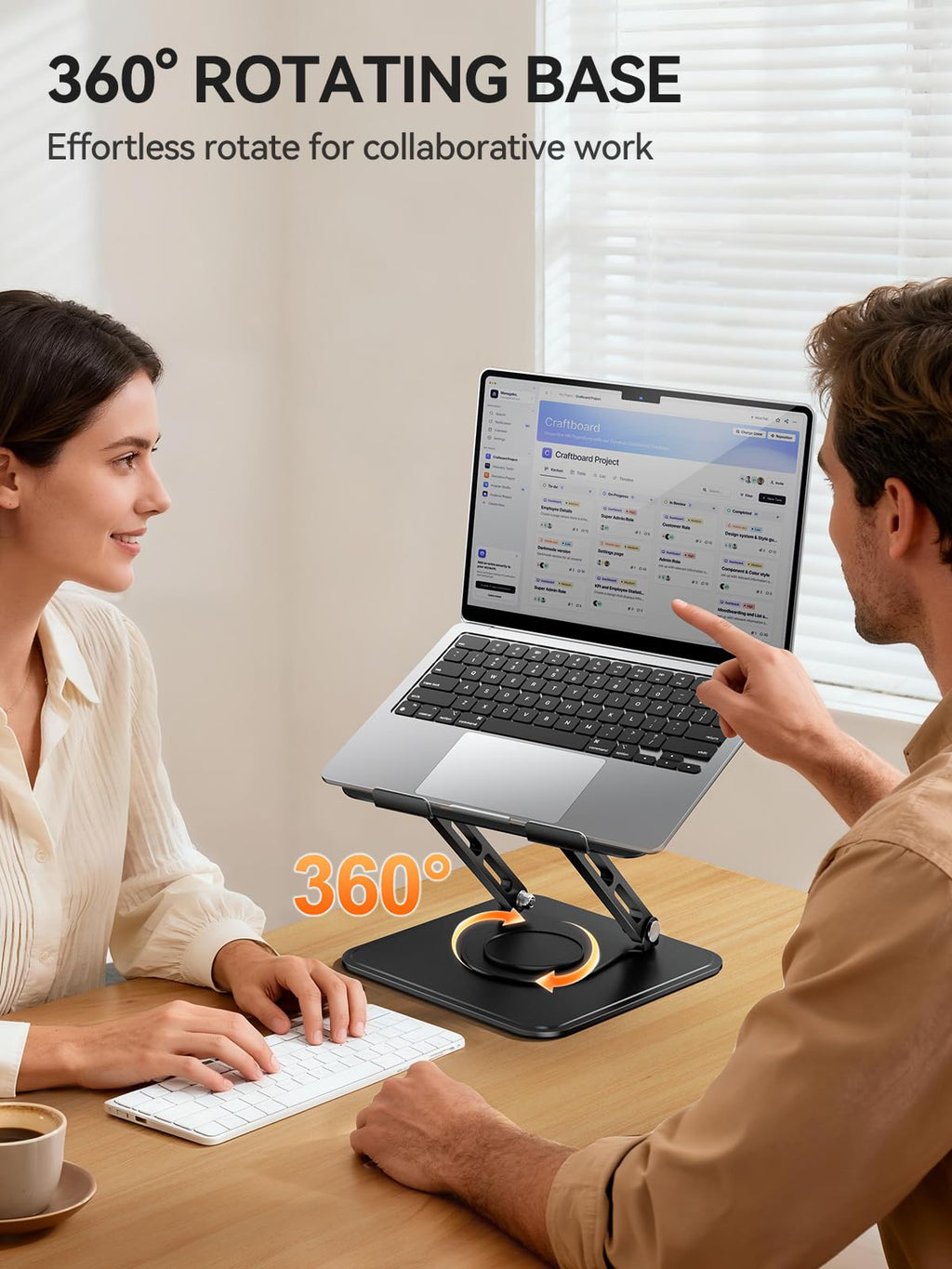tounee Laptopständer für den Schreibtisch, Verstellbarer Computerständer mit 360°-Drehfuß, ergonomischer Laptop-Erhöhung, kompatibel mit MacBook Pro, Air und Allen Laptops von 10-15.6Zoll