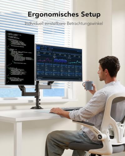 HUANUO Monitor Halterung 2 Monitore 13-32 Zoll, 9KG Arm, VESA 75/100