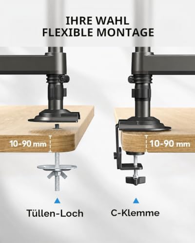 HUANUO Monitor Halterung 2 Monitore 13-32 Zoll, 9KG Arm, VESA 75/100
