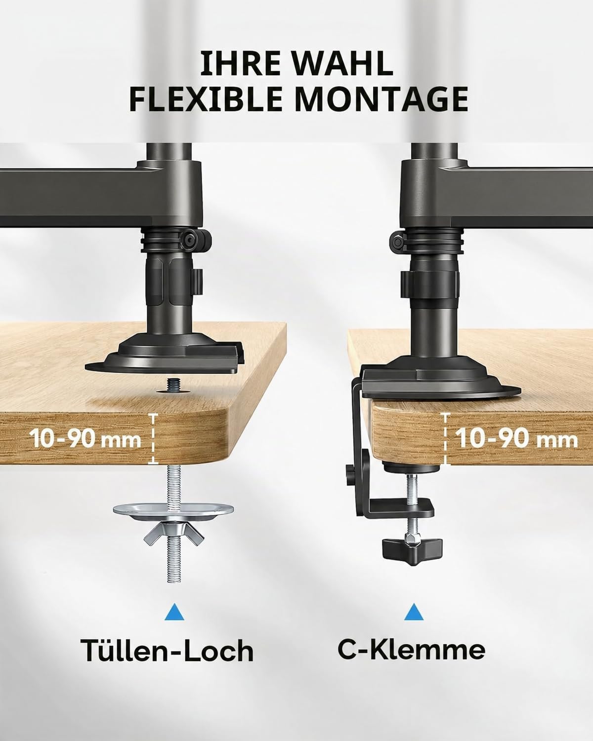 HUANUO Monitor Halterung 2 Monitore 13-32 Zoll, 9KG Arm, VESA 75/100