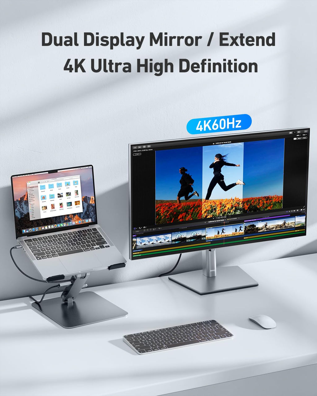 BENFEI Laptop Ständer mit 7-in-1 USB C Dockingstation – HDMI (4K@60Hz), 1×SD& 1×Micro SD Kartenleser, 100W Power Delivery, 10Gbps (1×USB-C & 2×USB-A 3.2) – Für MacBook Pro/Air iPad Pro XPS & ThinkPad