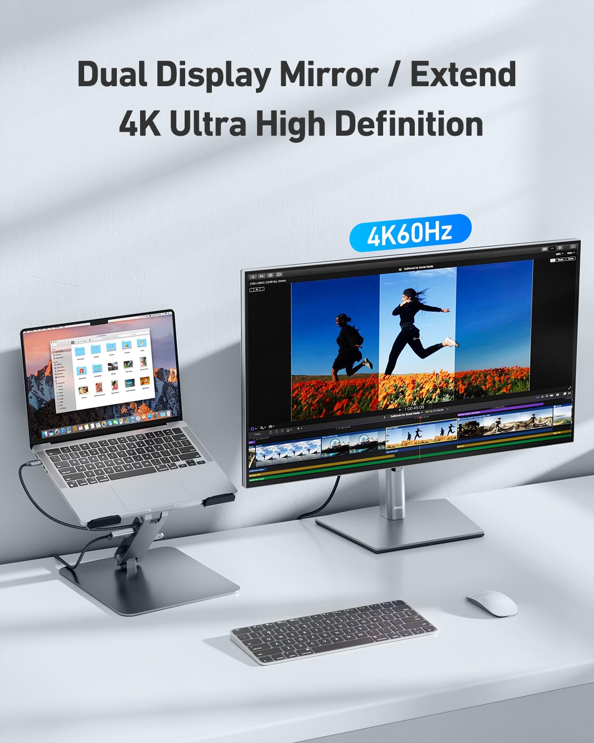 BENFEI Laptop Ständer mit 7-in-1 USB C Dockingstation – HDMI (4K@60Hz), 1×SD& 1×Micro SD Kartenleser, 100W Power Delivery, 10Gbps (1×USB-C & 2×USB-A 3.2) – Für MacBook Pro/Air iPad Pro XPS & ThinkPad