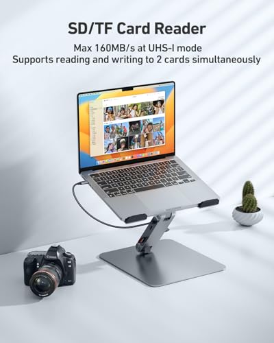 BENFEI Laptop Ständer mit 7-in-1 USB C Dockingstation – HDMI (4K@60Hz), 1×SD& 1×Micro SD Kartenleser, 100W Power Delivery, 10Gbps (1×USB-C & 2×USB-A 3.2) – Für MacBook Pro/Air iPad Pro XPS & ThinkPad