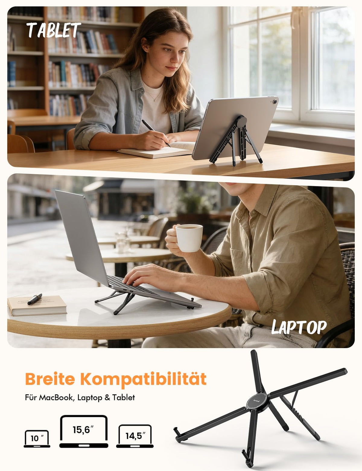 Lamicall Laptop Ständer, Alu Ultraleichter Laptopständer für Schreibtisch