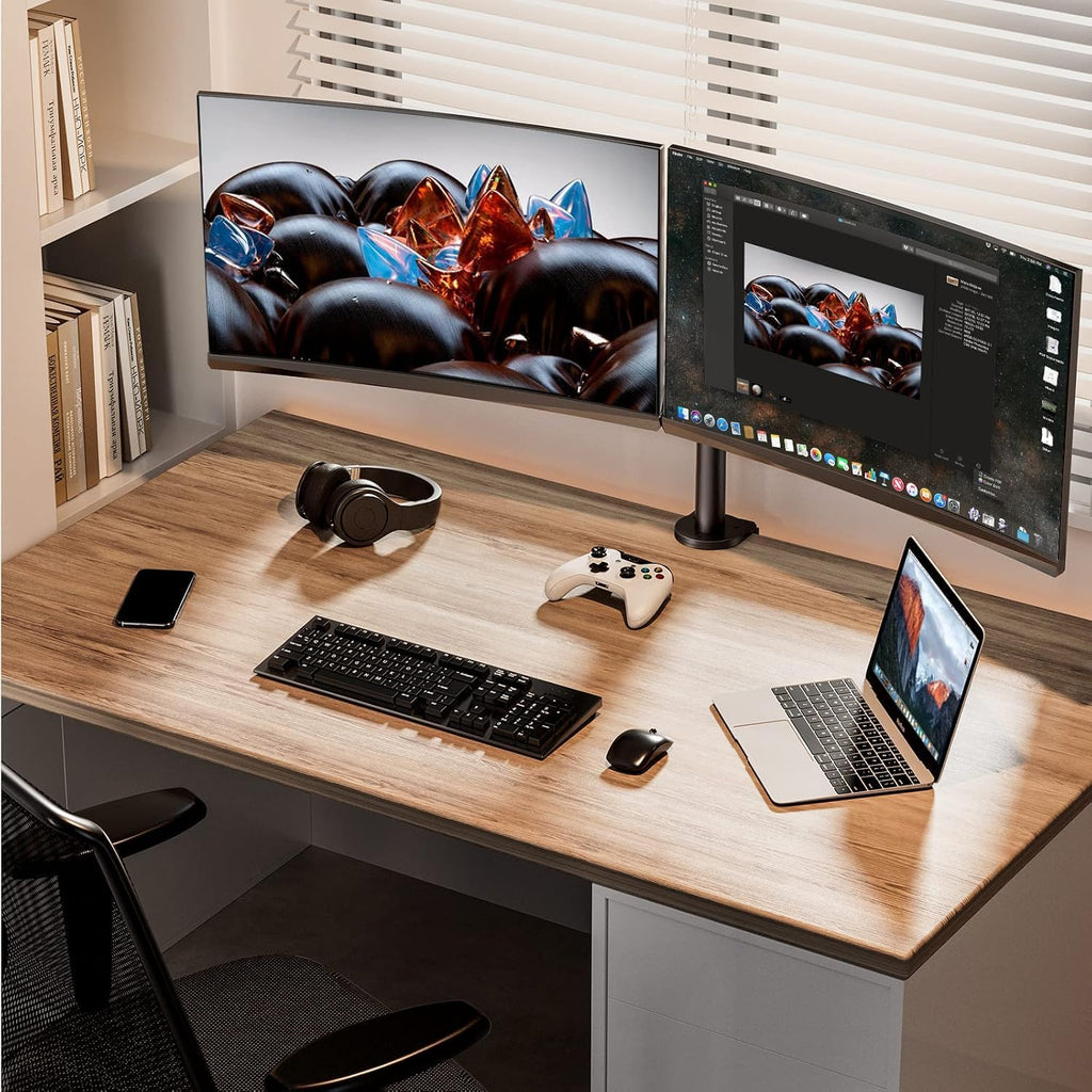 ErGear Monitor Halterung 2 Monitore für 13-32 Zoll Bildschirm, Bildschirmhalterung 2 Monitore Höhenverstellbar Neigbar Schwenkbar Drehungbar, VESA 75/100